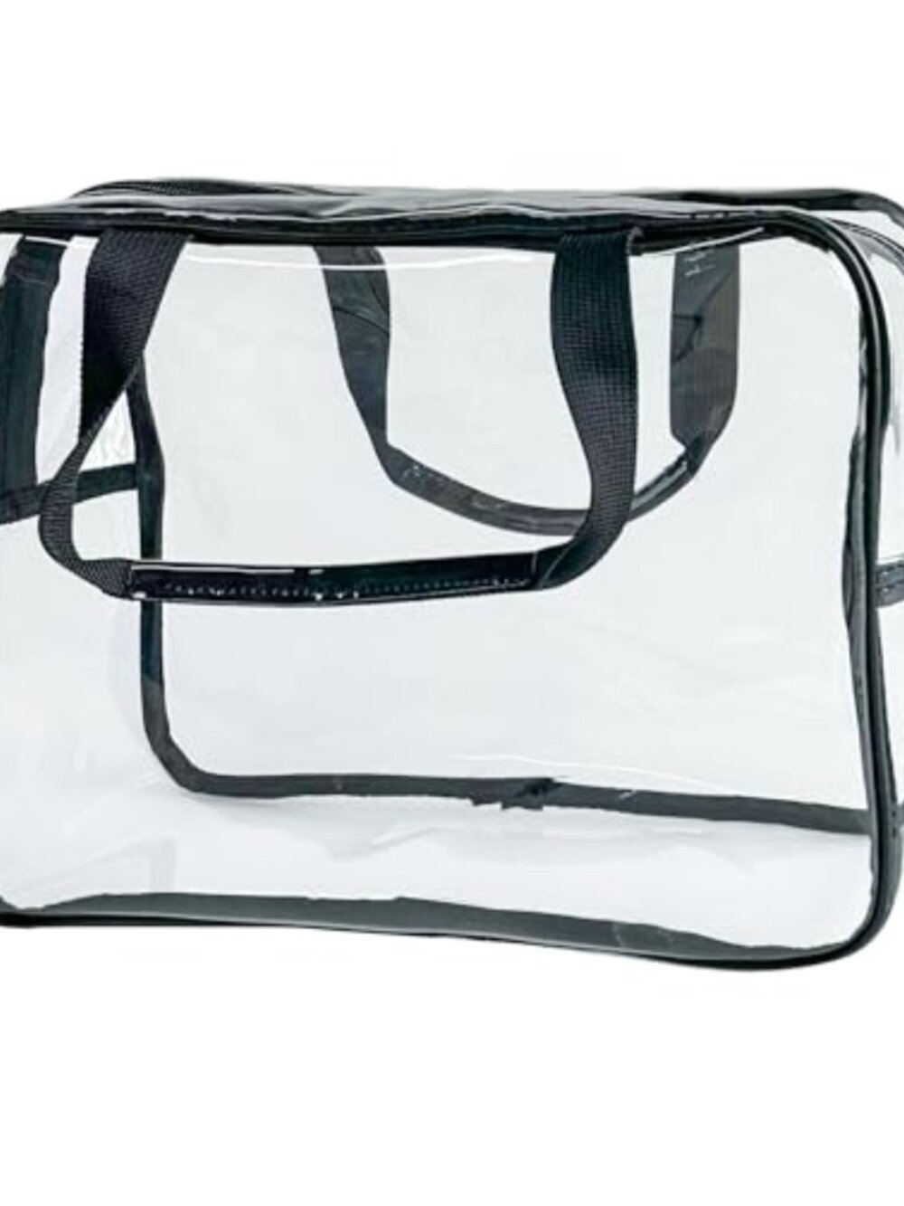 Clear PVC Large Zipper Cosmetic Pouch Travel Makeup Bag with Handle